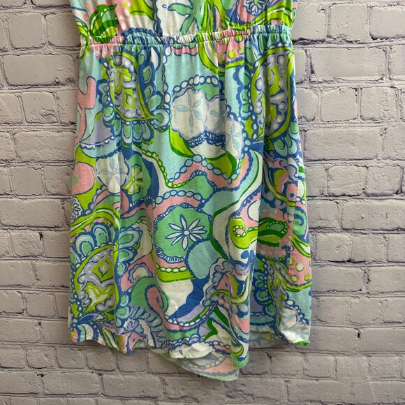 Lilly Pulitzer Windsor Strapless Dress Blue Pink Conch Republic Small Cotton - Picture 7 of 8